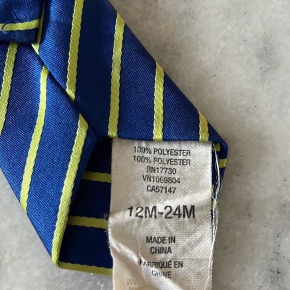 Navy & Neon Green Striped Baby Boys Clip On Tie - Picture 7 of 7